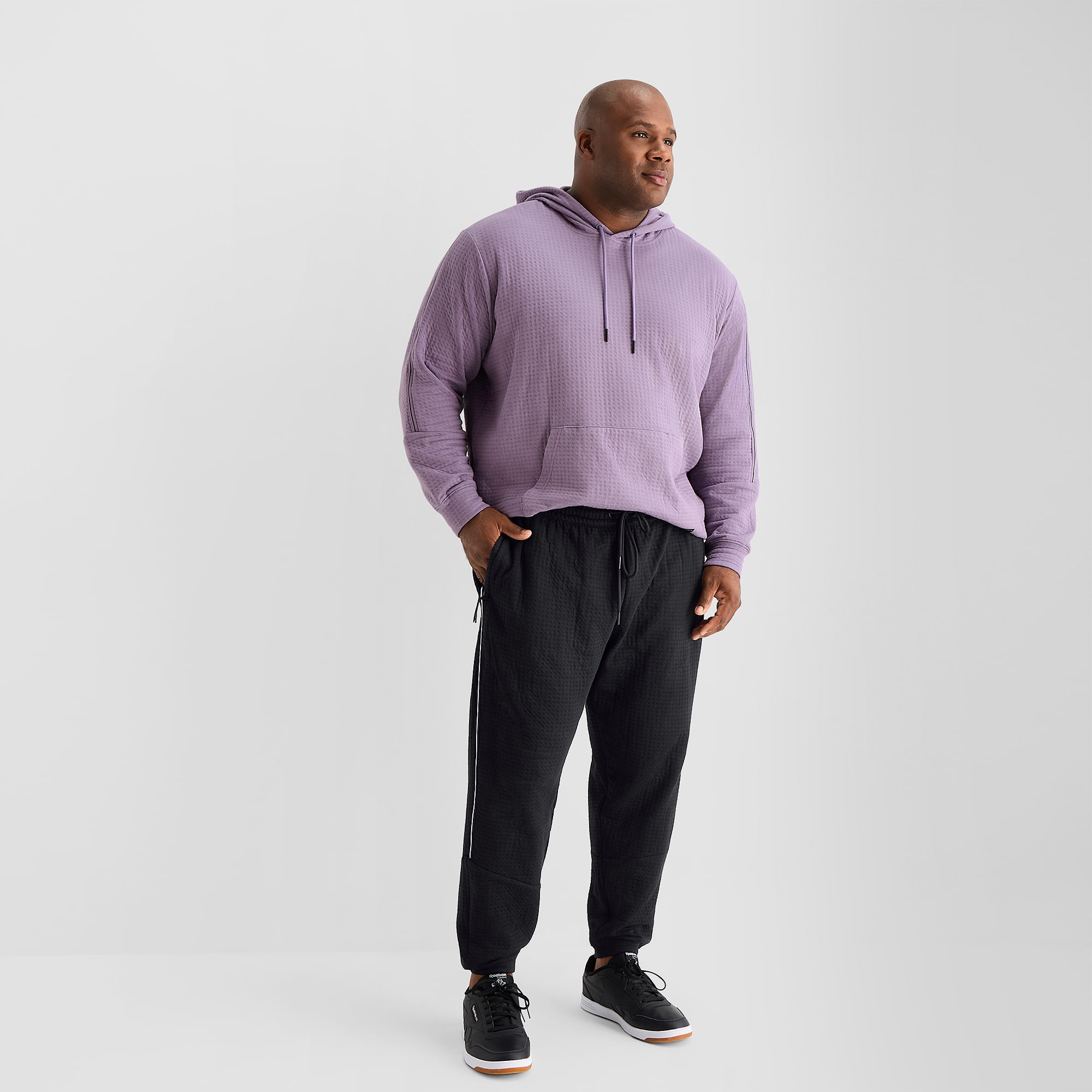 Shaquille O'Neal XLG™ Double Knit Pique Mens DRAWSTRING WAIST Cuffed Mid Rise Classic Fit Big and Tall Active Jogger Pant