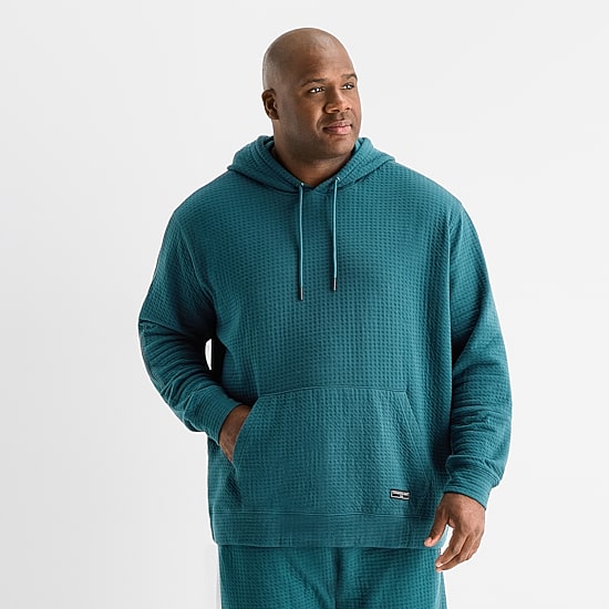 Shaquille O'Neal XLG™ Double Knit Pique Mens Long Sleeve Active Big and Tall Hoodie
