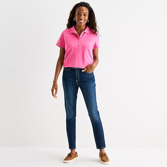 St. John's Bay Womens Short Sleeve Polo Shirt