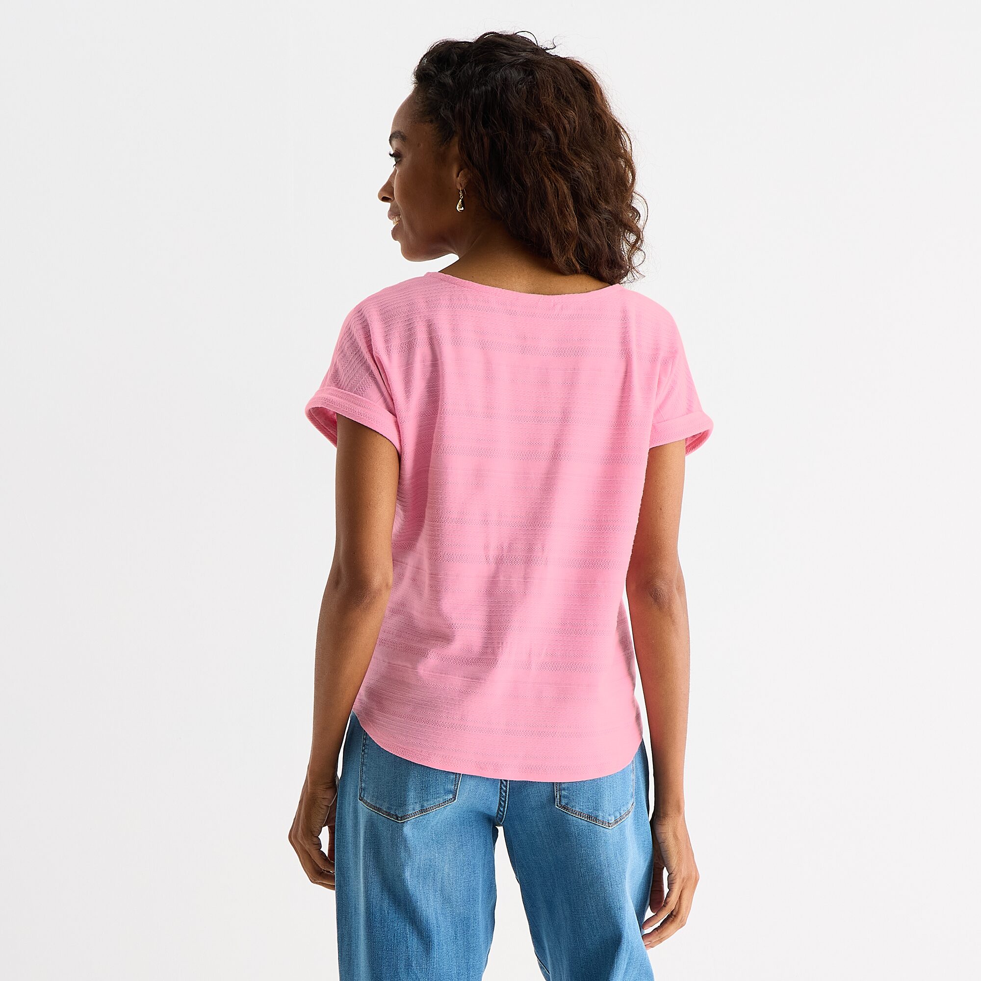 St. John's Bay Womens V Neck Textured Short Sleeve Blouse