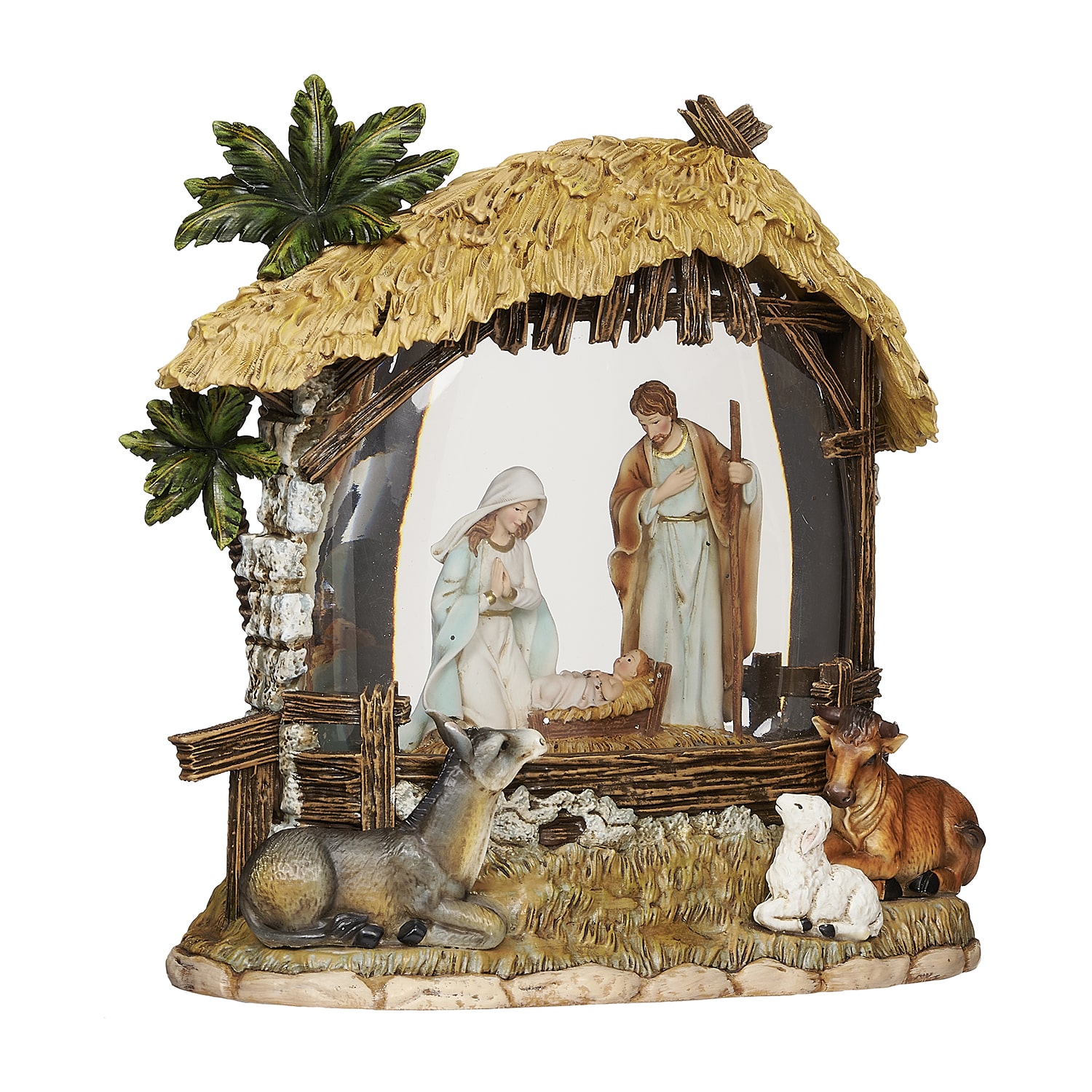 Roman 8"H Lighted Swirl Holy Family Christmas Tabletop Decor