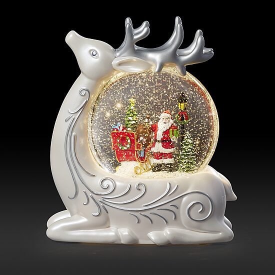 Roman 8"H Lighted Swirl Deer With Santa Christmas Tabletop Decor