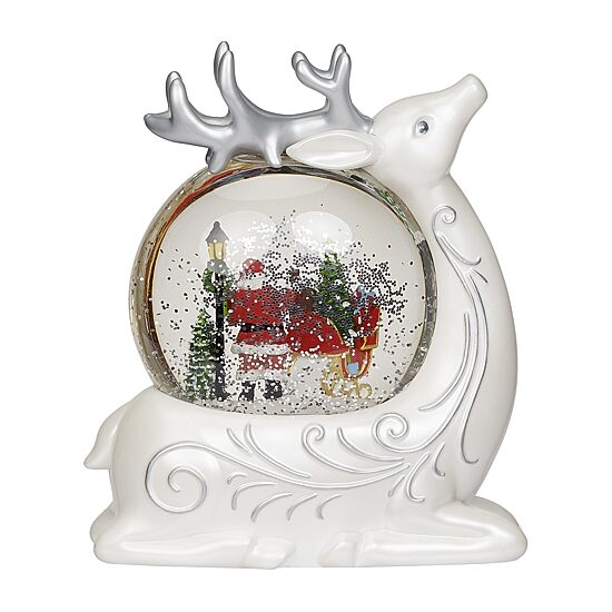 Roman 8"H Lighted Swirl Deer With Santa Christmas Tabletop Decor