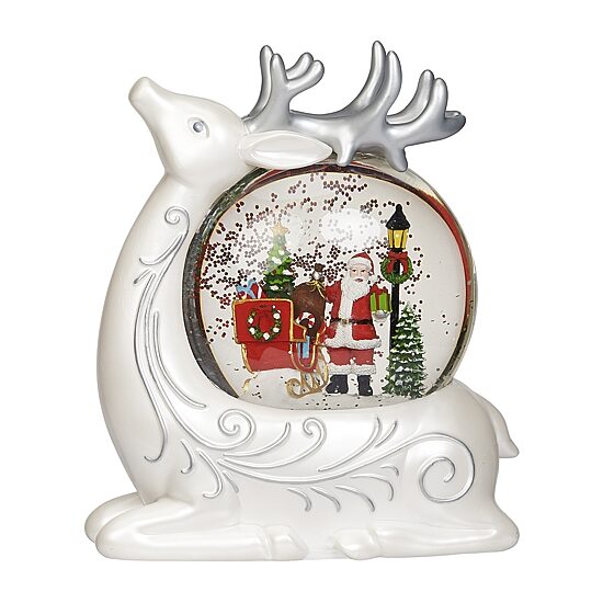 Roman 8"H Lighted Swirl Deer With Santa Christmas Tabletop Decor