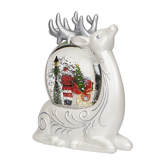 Roman 8"H Lighted Swirl Deer With Santa Christmas Tabletop Decor