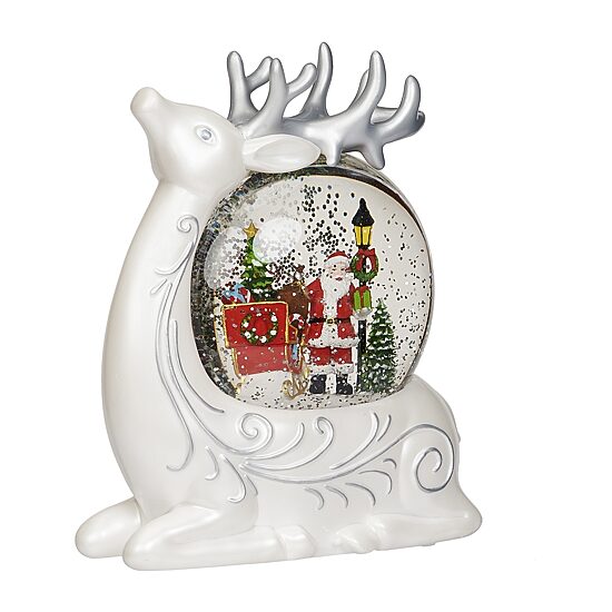 Roman 8"H Lighted Swirl Deer With Santa Christmas Tabletop Decor