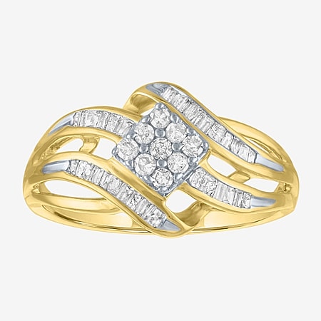 Womens 1/3 CT. T.W. Natural White Diamond 10K Gold Cluster