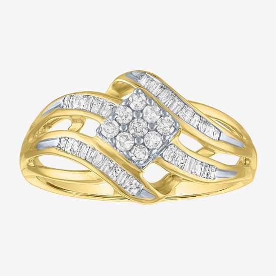 Womens 1/3 CT. T.W. Natural White Diamond 10K Gold Cocktail Ring
