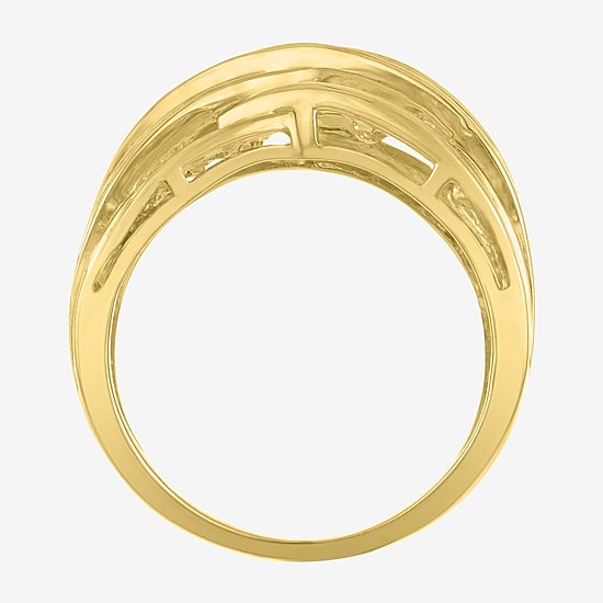 Womens 1 CT. T.W. Natural White Diamond 10K Gold Crossover Cocktail Ring