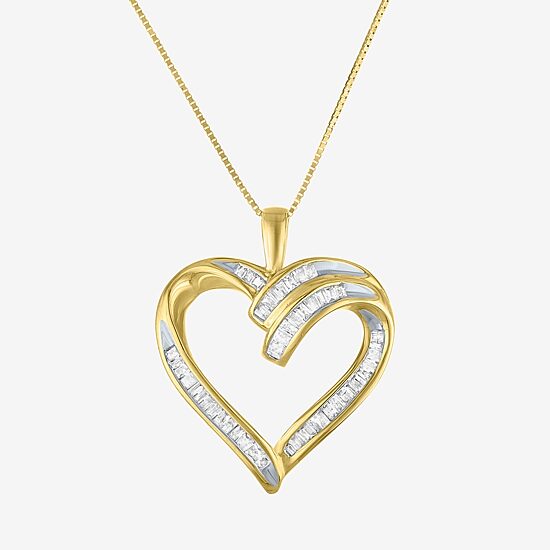 1/3 CT.T.W. Natural Diamond 10K Yellow Gold Heart Pendant Necklace