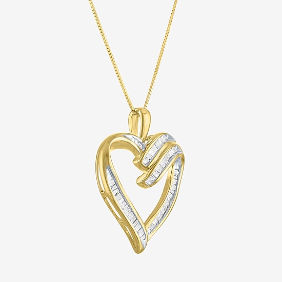 1/3 CT.T.W. Natural Diamond 10K Yellow Gold Heart Pendant Necklace