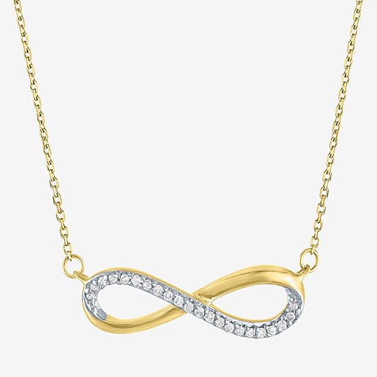 G-H / Si2-I1 Womens Diamond Accent Lab Grown White Diamond 10K Gold Infinity 16 Inch Pendant Necklace