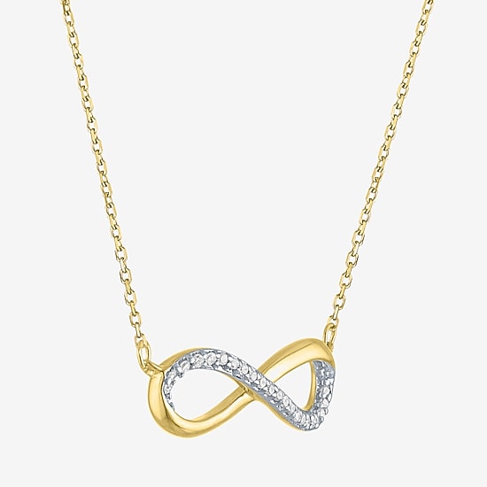 G-H / Si2-I1 Womens Diamond Accent Lab Grown White Diamond 10K Gold Infinity 16 Inch Pendant Necklace