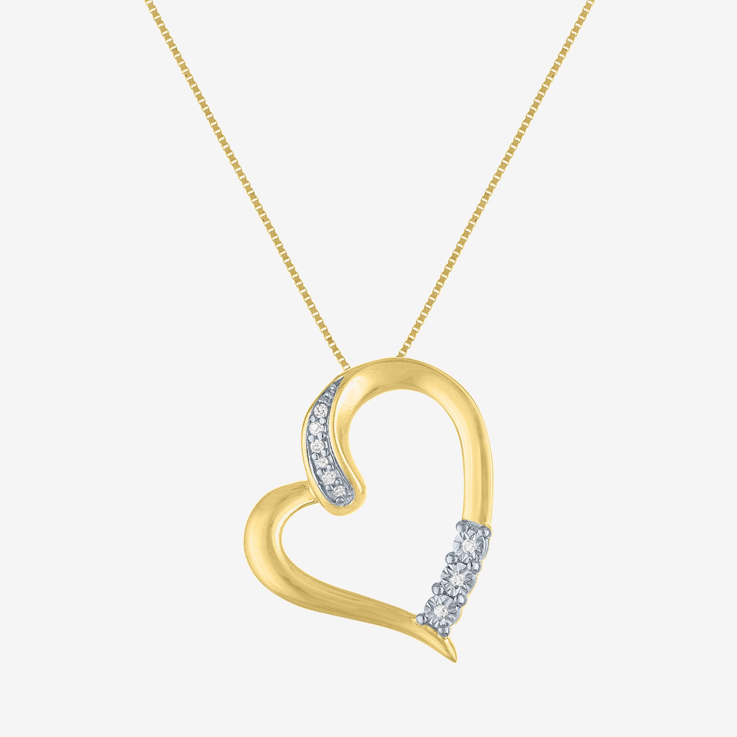G-H / Si2-I1 Womens Diamond Accent Lab Grown White Diamond 10K Gold Heart 18 Inch Pendant Necklace