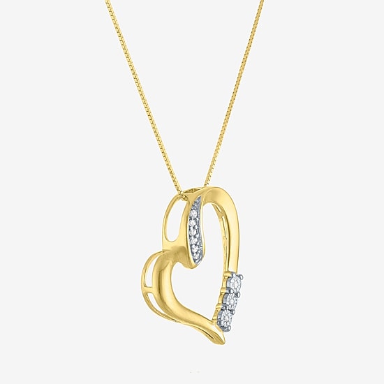 G-H / Si2-I1 Womens Diamond Accent Lab Grown White Diamond 10K Gold Heart 18 Inch Pendant Necklace