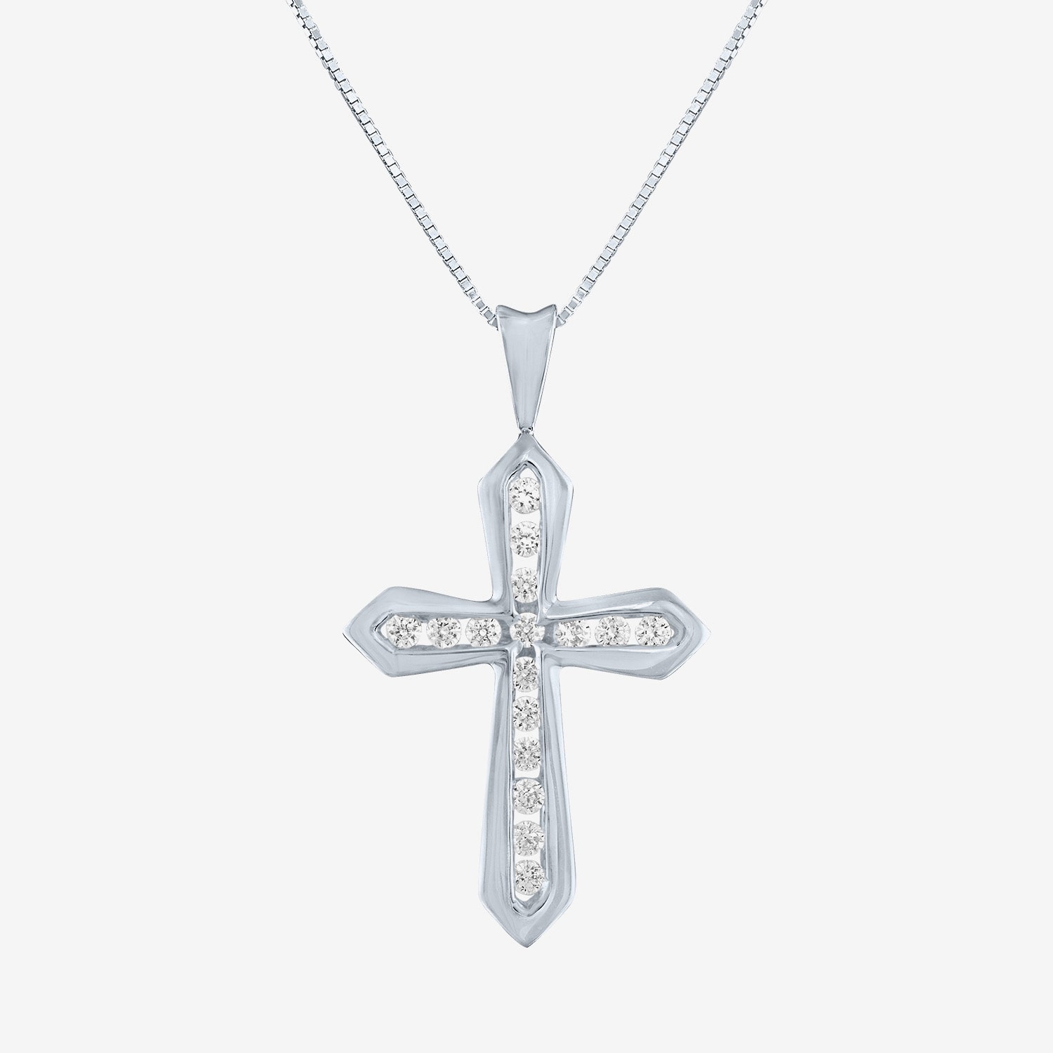 (G-H / Si2-I1) Womens 1/3 CT. T.W. Lab Grown White Diamond 10K Gold Cross 18 Inch Pendant Necklace