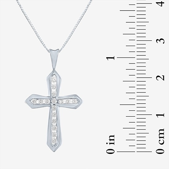 (G-H / Si2-I1) Womens 1/3 CT. T.W. Lab Grown White Diamond 10K Gold Cross 18 Inch Pendant Necklace