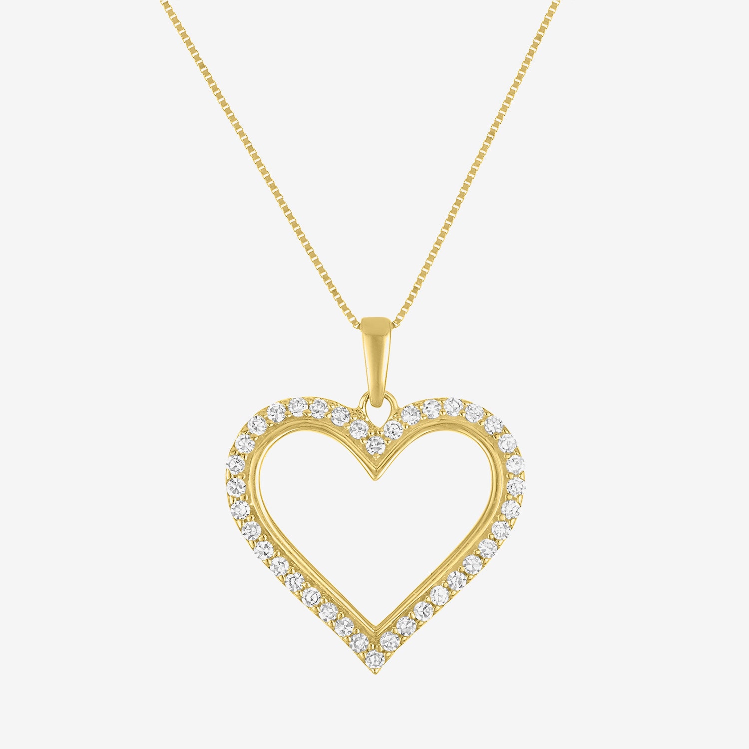 (H-I / I1) Womens 1/3 CT. T.W. Lab Grown Diamond 10K Gold Heart 18 Inch Pendant Necklace