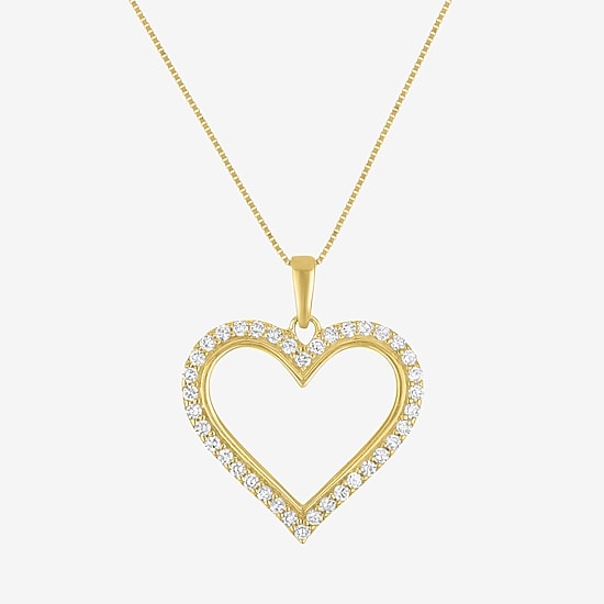 (H-I / I1) Womens 1/3 CT. T.W. Lab Grown Diamond 10K Gold Heart 18 Inch Pendant Necklace
