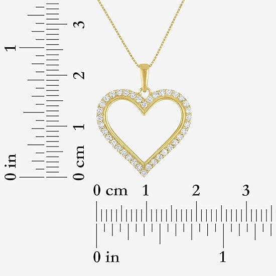 (H-I / I1) Womens 1/3 CT. T.W. Lab Grown Diamond 10K Gold Heart 18 Inch Pendant Necklace