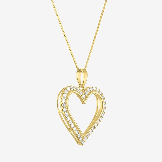 (H-I / I1) Womens 1/3 CT. T.W. Lab Grown Diamond 10K Gold Heart 18 Inch Pendant Necklace