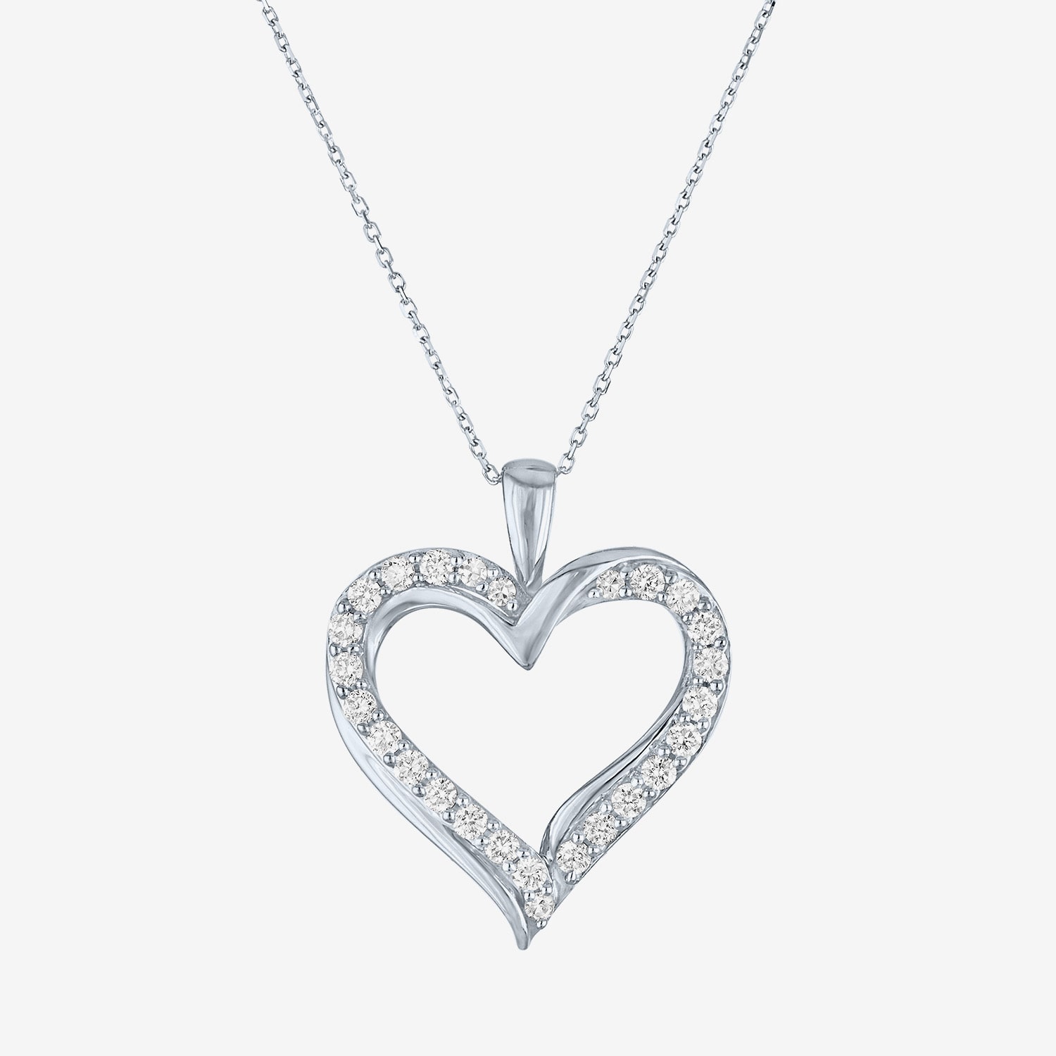 (G-H / Si2-I1) Womens 1/3 CT. T.W. Lab Grown White Diamond 10K Gold Heart 18 Inch Pendant Necklace