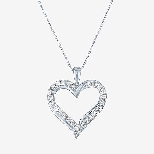 (G-H / Si2-I1) Womens 1/3 CT. T.W. Lab Grown White Diamond 10K Gold Heart 18 Inch Pendant Necklace, One Size, White