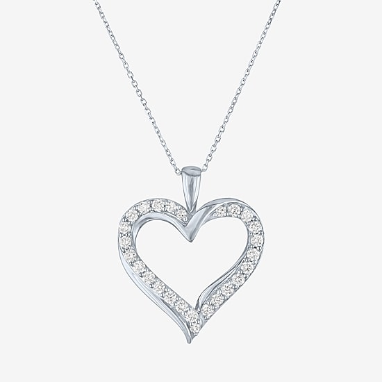 (G-H / Si2-I1) Womens 1/3 CT. T.W. Lab Grown White Diamond 10K Gold Heart 18 Inch Pendant Necklace