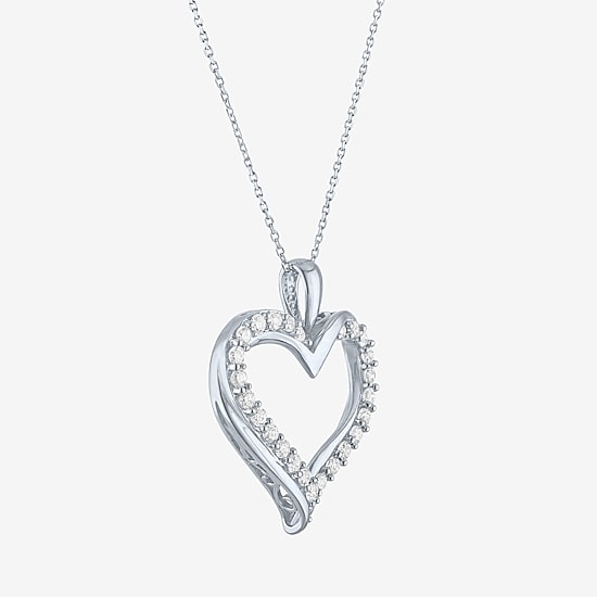 (G-H / Si2-I1) Womens 1/3 CT. T.W. Lab Grown White Diamond 10K Gold Heart 18 Inch Pendant Necklace