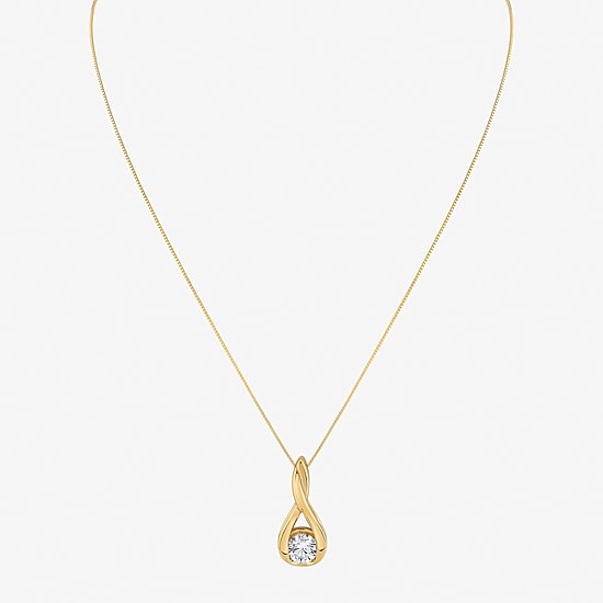 (I-J/Vs1-Vs2) Womens 1 CT. T.W. Lab Grown White Diamond 14K Gold 18 Inch Pendant Necklace