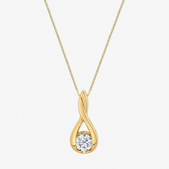 (I-J/Vs1-Vs2) Womens 1 CT. T.W. Lab Grown White Diamond 14K Gold 18 Inch Pendant Necklace