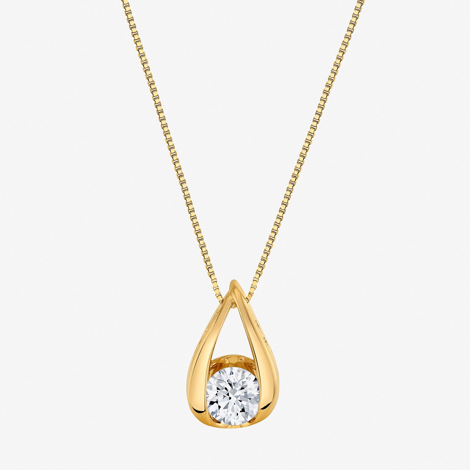 (I-J/Vs1-Vs2) Womens 1 CT. T.W. Lab Grown White Diamond 14K Gold Pear 18 Inch Pendant Necklace