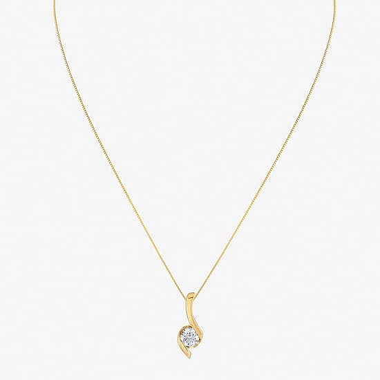 (I-J/Vs1-Vs2) Womens 1 CT. T.W. Lab Grown White Diamond 14K Gold 18 Inch Pendant Necklace
