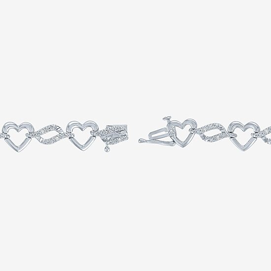 1/10 CT. TW. Diamond Sterling Silver Heart Tennis Bracelet