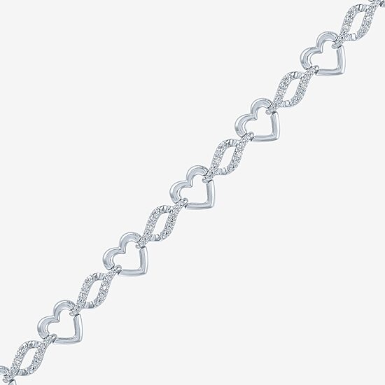 1/10 CT. TW. Diamond Sterling Silver Heart Tennis Bracelet