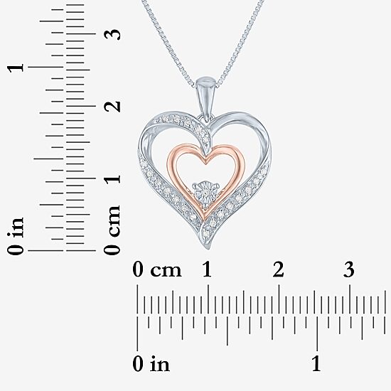 Womens 1/10 CT. T.W. Natural White Diamond 14K Rose Gold Over Silver Sterling Silver Heart 18 Inch Pendant Necklace