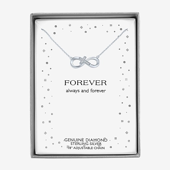 Sideways G-H / Si2-I1 Womens Diamond Accent Lab Grown White Diamond Accent Sterling Silver Infinity 16 Inch Pendant Necklace