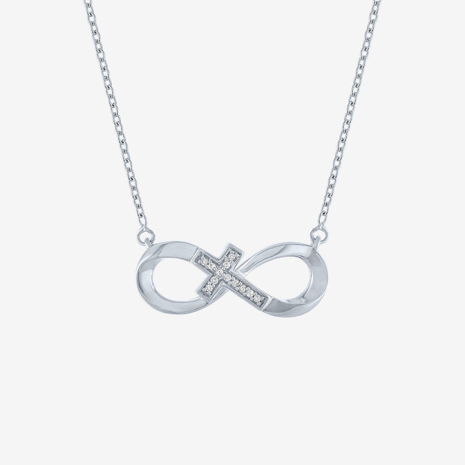Sideways G-H / Si2-I1 Womens Diamond Accent Lab Grown White Diamond Accent Sterling Silver Infinity 16 Inch Pendant Necklace