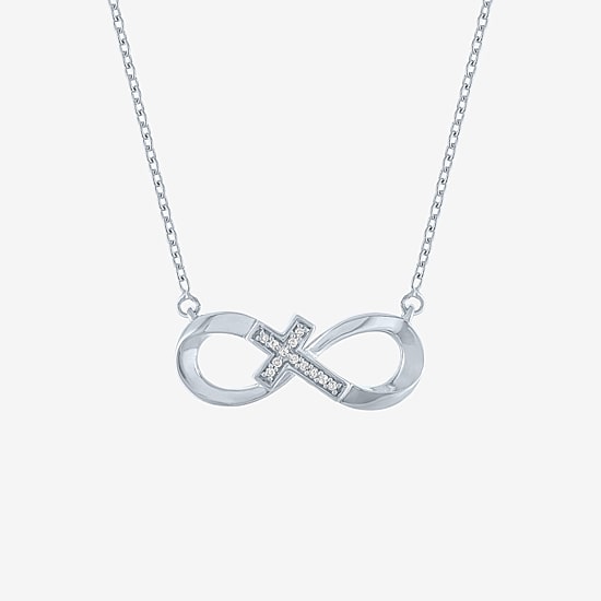 Sideways G-H / Si2-I1 Womens Diamond Accent Lab Grown White Diamond Accent Sterling Silver Infinity 16 Inch Pendant Necklace