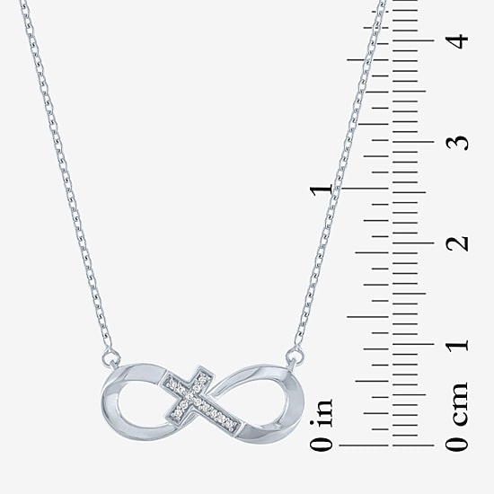 Sideways G-H / Si2-I1 Womens Diamond Accent Lab Grown White Diamond Accent Sterling Silver Infinity 16 Inch Pendant Necklace