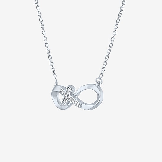 Sideways G-H / Si2-I1 Womens Diamond Accent Lab Grown White Diamond Accent Sterling Silver Infinity 16 Inch Pendant Necklace