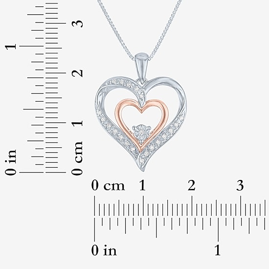 G-H / Si2-I1 Womens 1/10 CT. T.W. Lab Grown White Diamond 14K Rose Gold Over Silver Heart 18 Inch Pendant Necklace