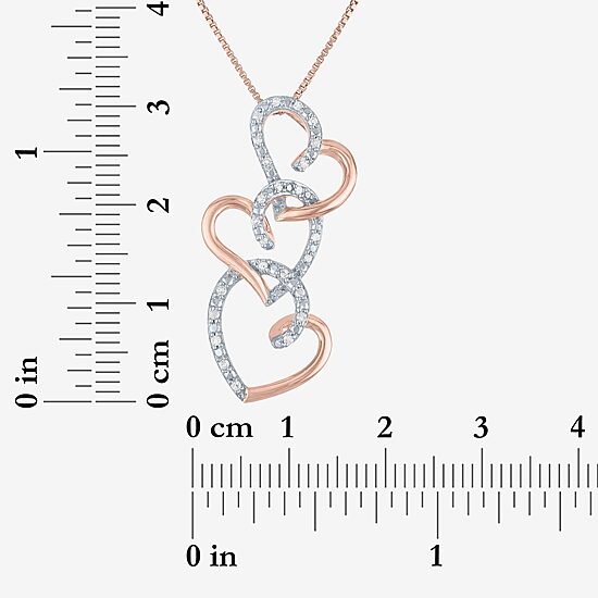 Womens 1/10 CT. T.W. Natural White Diamond 14K Rose Gold Over Silver Heart 18 Inch Pendant Necklace