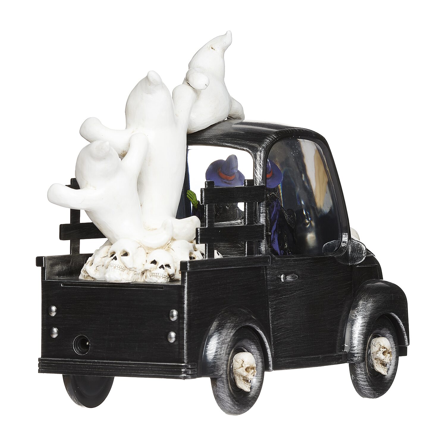 Roman 7"H Lighted Swirl Witch Truck With Ghosts Halloween Tabletop Decor