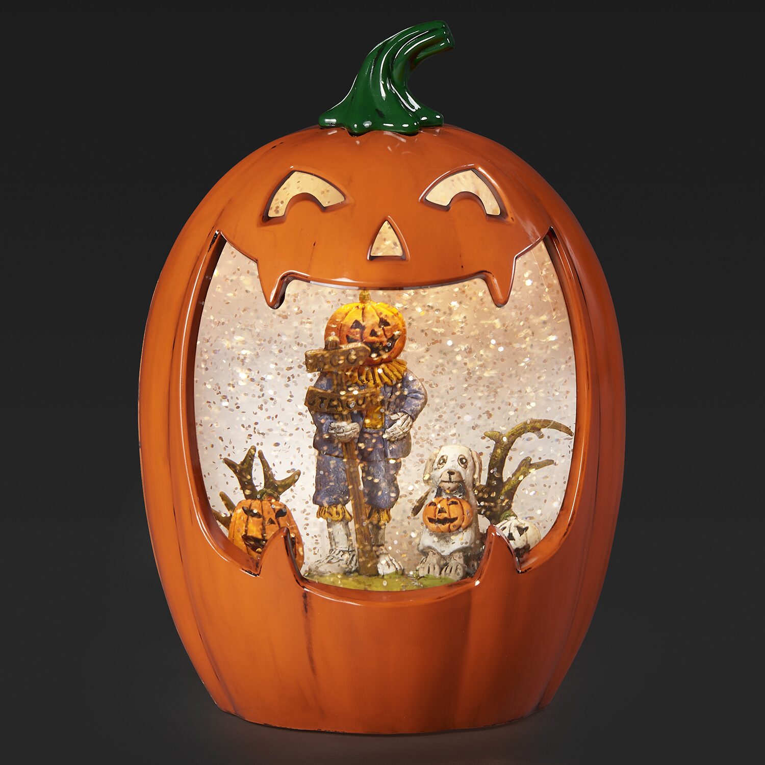 Roman 9"H Lighted Swirl Jack O Lantern Halloween Tabletop Decor