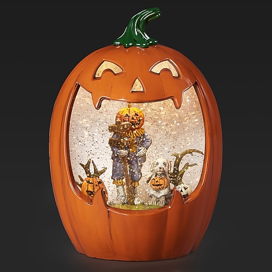 Roman 9"H Lighted Swirl Jack O Lantern Halloween Tabletop Decor