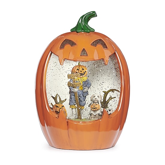 Roman 9"H Lighted Swirl Jack O Lantern Halloween Tabletop Decor