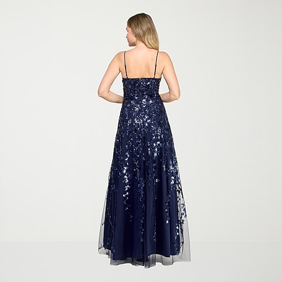 Trixxi Womens Juniors Sweetheart Neck Sequin Floral Ball Gown