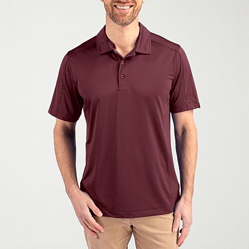 Cutter & Buck Prospect Textured Stretch Mens Short Sleeve Polo Shirt - Bordeaux