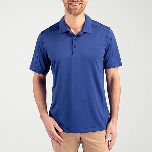 Cutter & Buck Prospect Textured Stretch Mens Short Sleeve Polo Shirt - Tour blue